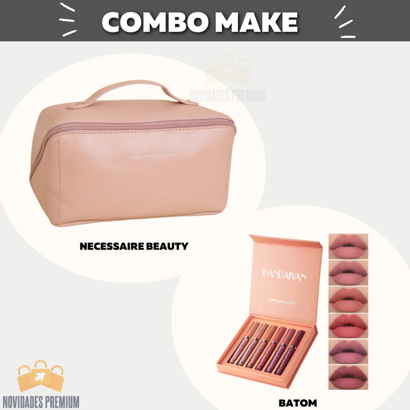 Combo Make (Necessaire Beauty + 6 Batons Longa Duração)