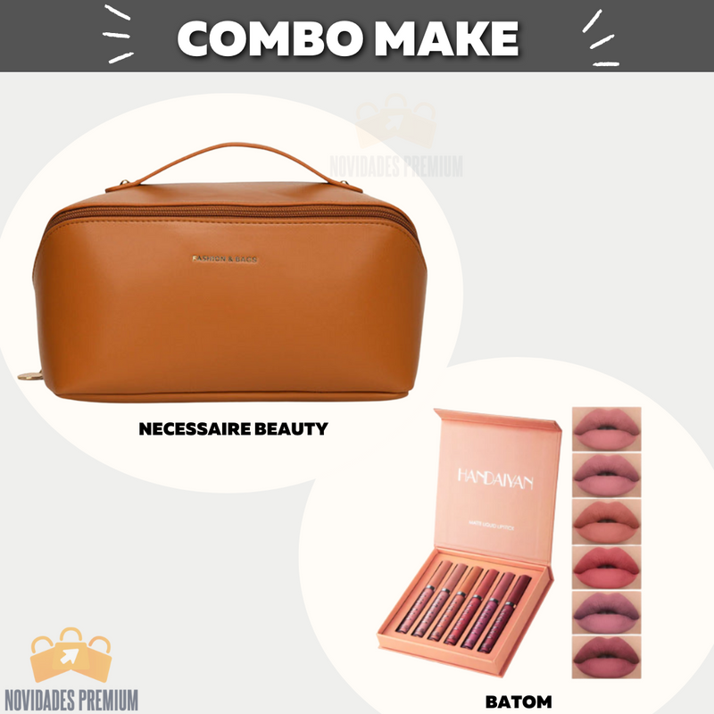 Combo Make (Necessaire Beauty + 6 Batons Longa Duração)